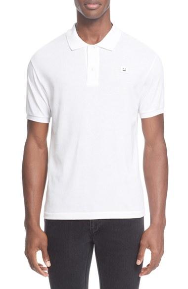 Men's Acne Studios 'kolby' Pique Polo Shirt - White