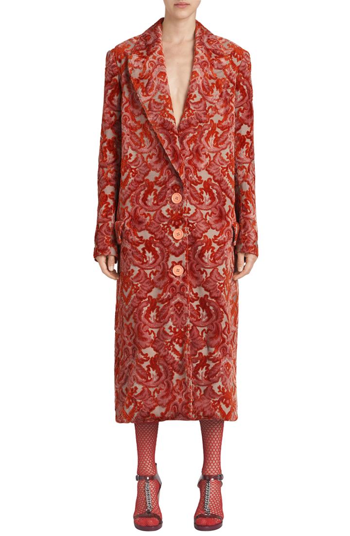 Women's Burberry Damask Velvet Jacquard Coat