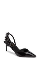 Women's Saint Laurent Edie Genuine Snakeskin Ruffle Pump Us / 36eu - Black