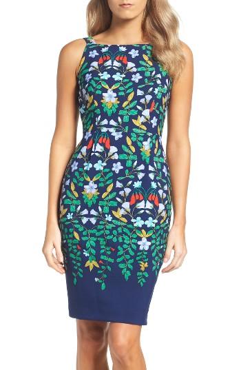 Women's Adrianna Papell Print Sheath Dress - Green