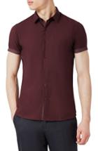 Men's Topman Dot Slim Shirt - Burgundy