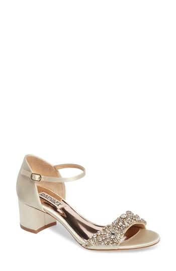 Women's Badgley Mischka Mareva Ankle Strap Block Heel Sandal .5 M - Ivory