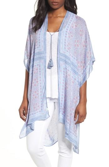 Women's Caslon Print Ruana, Size - Blue