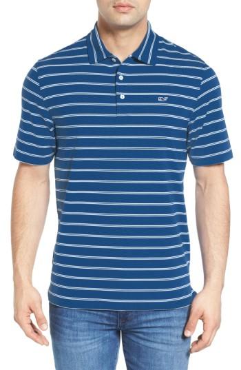 Men's Vineyard Vines Stripe Jersey Golf Polo - Blue