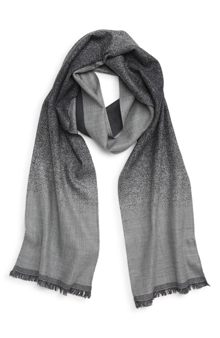 Men's John Varvatos Star Usa Gradient Stripe Wool Scarf, Size - Grey
