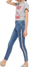 Petite Women's Topshop Jamie Side Lace-up Ankle Skinny Jeans X 28 - Blue