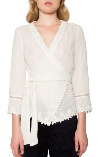 Women's Willow & Clay Swiss Dot Wrap Blouse