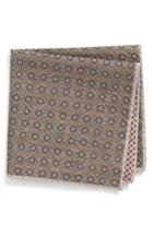 Men's Eleventy Medallion Wool & Cotton Pocket Square