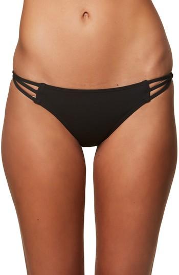 Women's O'neill Salt Water Solids Strappy Bikini Bottoms - Black