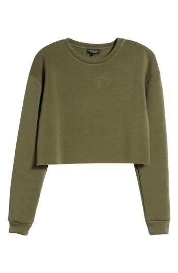 Women's Topshop Crop Sweatshirt Us (fits Like 10-12) - Beige