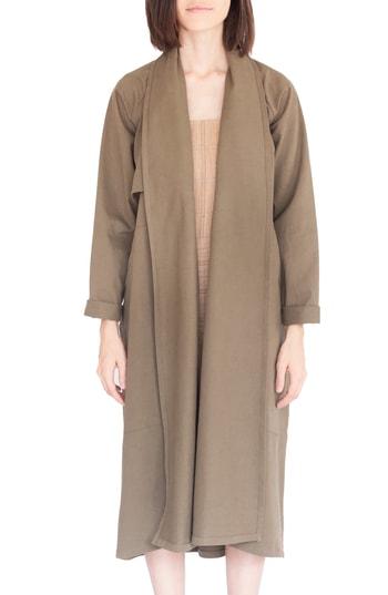 Women's Simple By Trista Long Open Gabardine Trench Coat