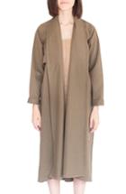 Women's Simple By Trista Long Open Gabardine Trench Coat