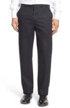 Men's Nordstrom Men's Shop Smartcare(tm) Classic Supima Cotton Flat Front Trousers X 32 - Black (online Only)