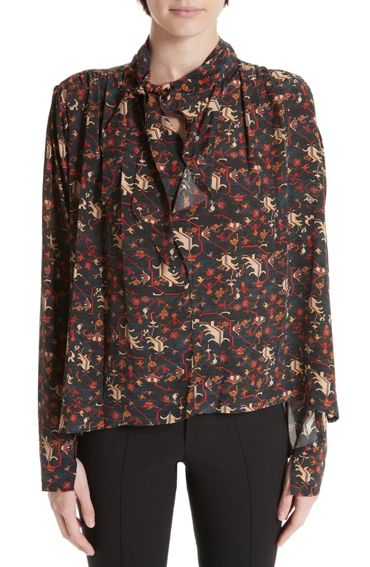 Women's Isabel Marant Higi Print Woven Blouse Us / 36 Fr - Black