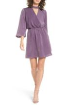Women's Everly Choker Neck Wrap Dress - Purple