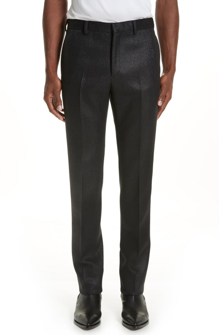 Men's Givenchy Slim Fit Shiny Twill Trousers Eu - Black