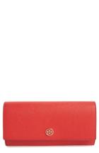 Women's Tory Burch Robinson Leather Continental Wallet - Red