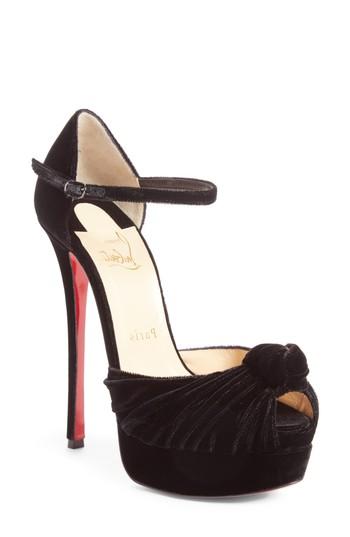 Women's Christian Louboutin Marchavekel Ankle Strap Platform Sandal .5us / 39.5eu - Black
