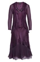 Women's Komarov Mixed Media A-line Dress & Jacket - Purple