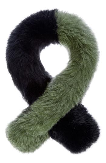 Women's Charlotte Simone Polly Pop Genuine Fox Fur Pull Through Scarf, Size - Black