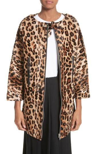 Women's Junya Watanabe Leopard Print Faux Fur Coat - Beige