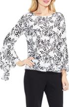 Women's Vince Camuto Cascading Leaves Bell Sleeve Blouse - White