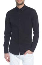 Men's Topman Stretch Skinny Fit Shirt, Size - Black