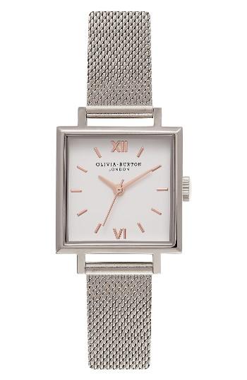 Women's Olivia Burton Midi Square Mesh Strap Watch, 38mm