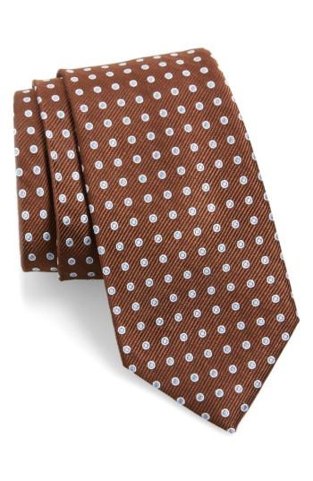 Men's Nordstrom Men's Shop Halo Dot Silk Tie, Size - Brown