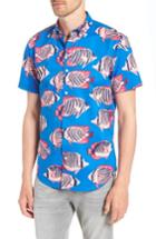 Men's Bonobos Riviera Slim Fit Fish Print Sport Shirt R - Blue