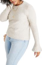 Women's Madewell Ruffle Cuff Pullover Sweater, Size - Beige