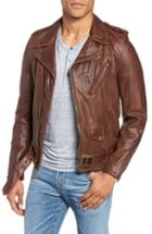Men's Schott Nyc Hand Vintaged Cowhide Leather Motocycle Jacket, Size - Brown