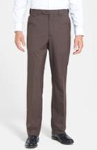 Men's Berle Self Sizer Waist Tropical Weight Flat Front Trousers X 34 - Brown