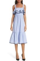 Women's Kate Spade New York Daisy Embroidered Cotton Patio Dress, Size - Blue
