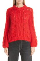 Women's Ganni Julliard Mohair & Wool Sweater - Red