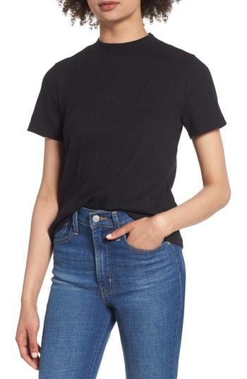 Women's Bp. Mock Neck Slouch Tee, Size - Black