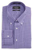 Men's Nordstrom Men's Shop Classic Fit Non-iron Gingham Dress Shirt .5 - 33 - Purple (online Only)