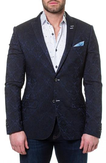 Men's Maceoo Descartes Jacquard Linen & Cotton Blend Sport Coat (m) - Blue