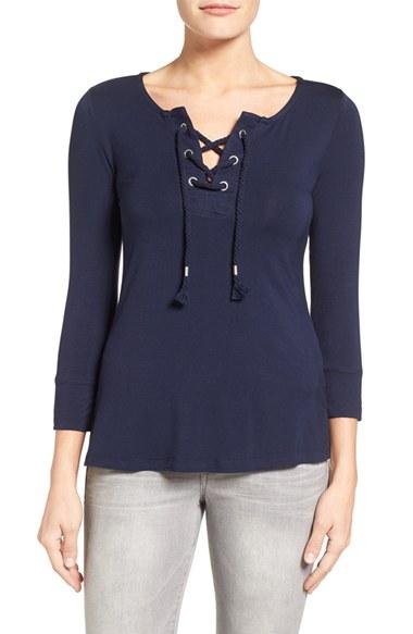 Women's Wit & Wisdom Rope Lace-up Top - Blue