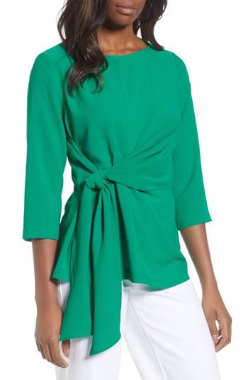 Women's Gibson Tie Front Crepe Top, Size - Green