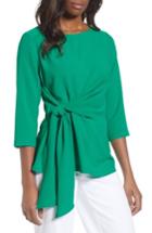 Women's Gibson Tie Front Crepe Top, Size - Green