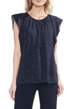 Women's Vince Camuto Soho Pin Dot Flutter Sleeve Top - Blue