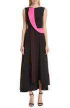 Women's Roksanda Contrast Panel Asymmetrical Silk Georgette Dress Us / 10 Uk - Black