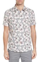 Men's Ted Baker London Bigflo Floral Short Sleeve Sport Shirt (m) - Pink