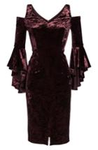 Women's Maggy London Cold Shoulder Velvet Dress - Burgundy