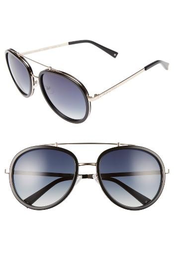Women's Kendall + Kylie Jules 58mm Aviator Sunglasses - Shiny Black/ Shiny Gold