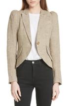 Women's Smythe Leather Elbow Patch Linen Blend Blazer - Beige