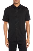 Men's Theory Incisi Slim Fit Knit Silk Blend Shirt - Black