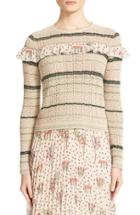 Women's Red Valentino Ruffle Crochet Cotton Sweater