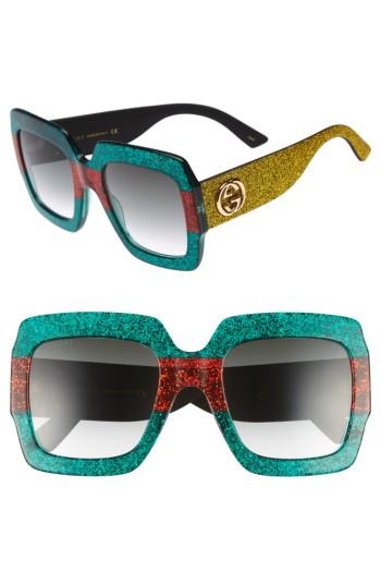 Women's Gucci 54mm Square Sunglasses - Multi/ Green